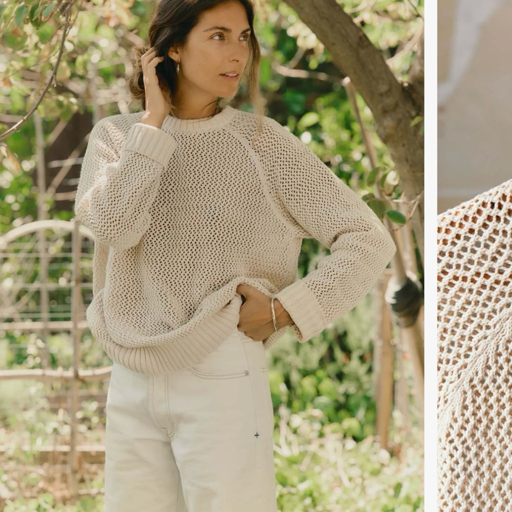Madewell Cream open knit sweater Small